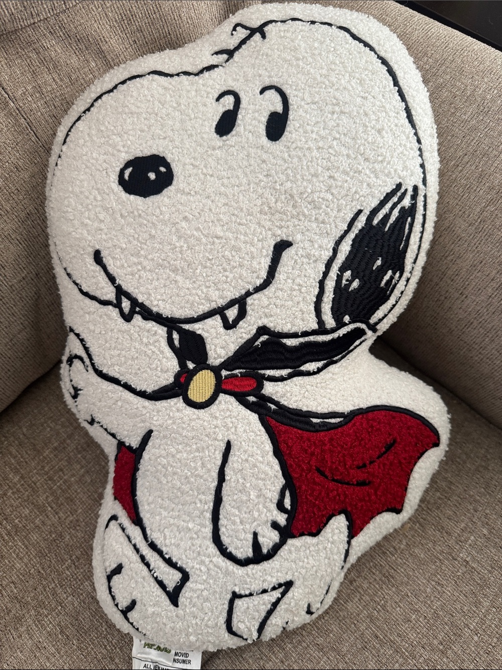 Snoopy Plush Holiday Pillow - White and Red